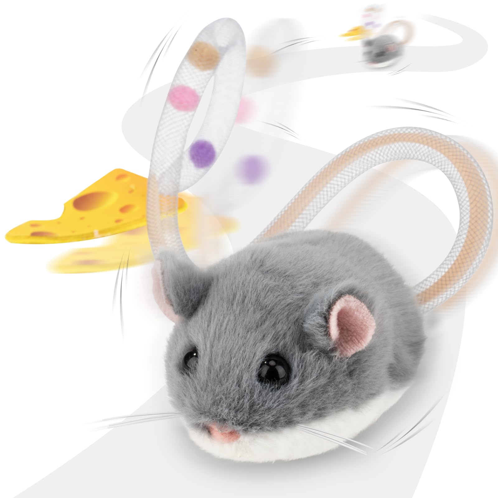 Migipaws Migimouse: juguete rodante 360°, captura atención del gato.