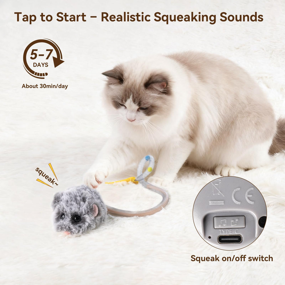 Migipaws MigiMouse chirrido realista para atraer la atención del gato.