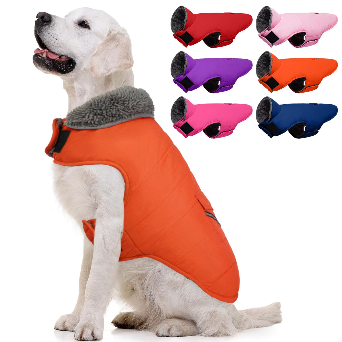 MIGOHI capa para perro vista frontal, ideal para paseos en clima frío.