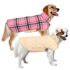 Abrigo MIGOHI para perros reversible, vista frontal, protege contra el frío