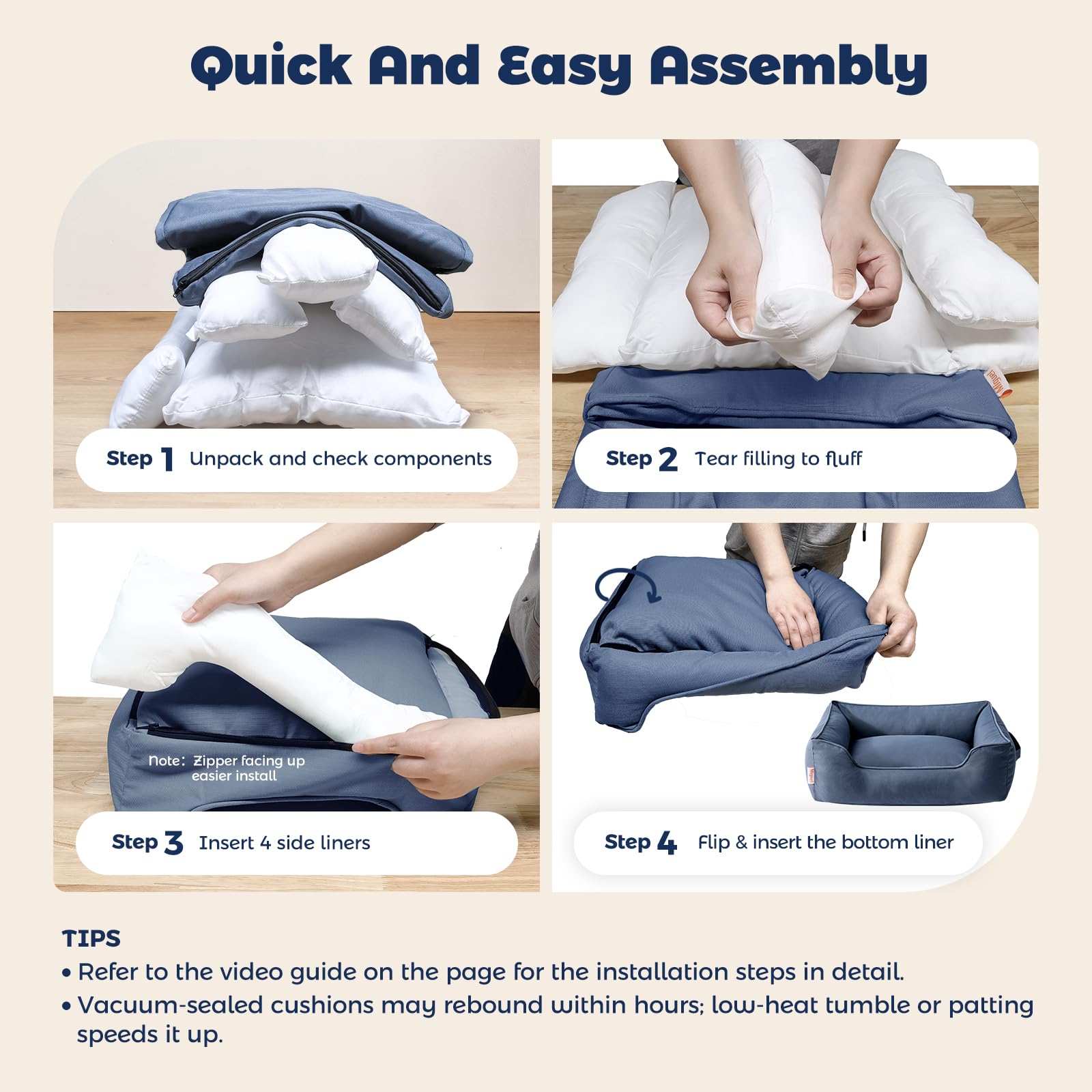 Miguel cama para perro exterior con funda removible y lavable.