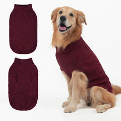 Mihachi sudadera perro cuello alto rojo vino para clima frio.