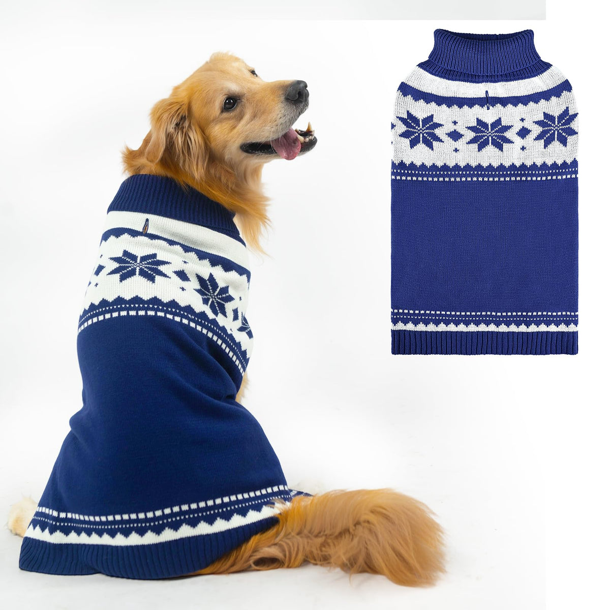 Sudadera Mihachi para perros con rayas azul marino, ideal para paseos fríos