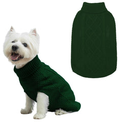 Mihachi suéter cuello alto para perro en verde, ideal para climas fríos.