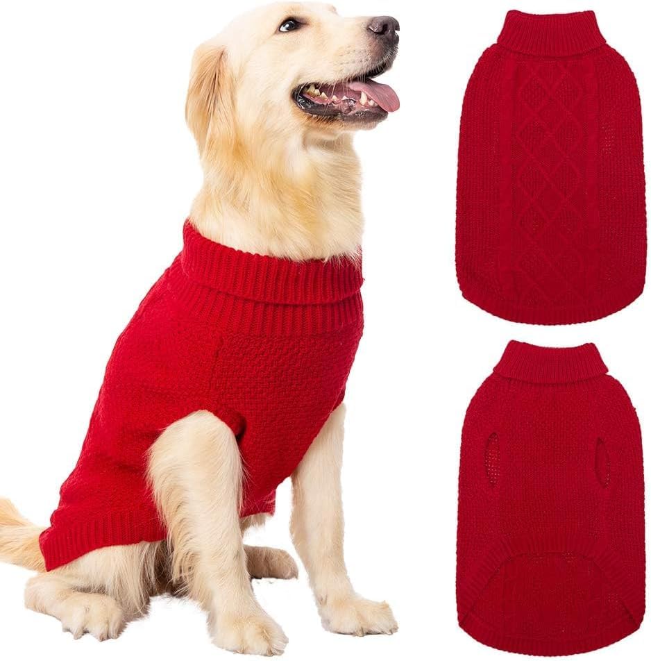 Mihachi suéter perro frente cuello alto rojo XL, comodidad cálida para paseos.