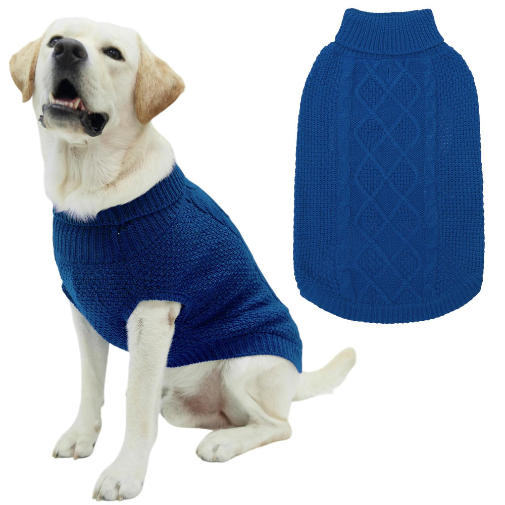 Mihachi suéter para perro con cuello alto en azul real, protección elegante para paseos.