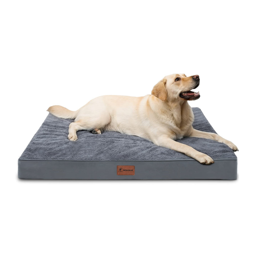 Cama MIHIKK ortopédica para perros en gris con soporte cómodo.