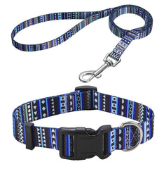 Collar Mihqy para perros con diseño bohemio azul, cómodo para paseos diarios.
