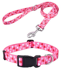 Mihqy collar para perro con diseño de corazones rosados ajustable, ideal para paseos diarios.
