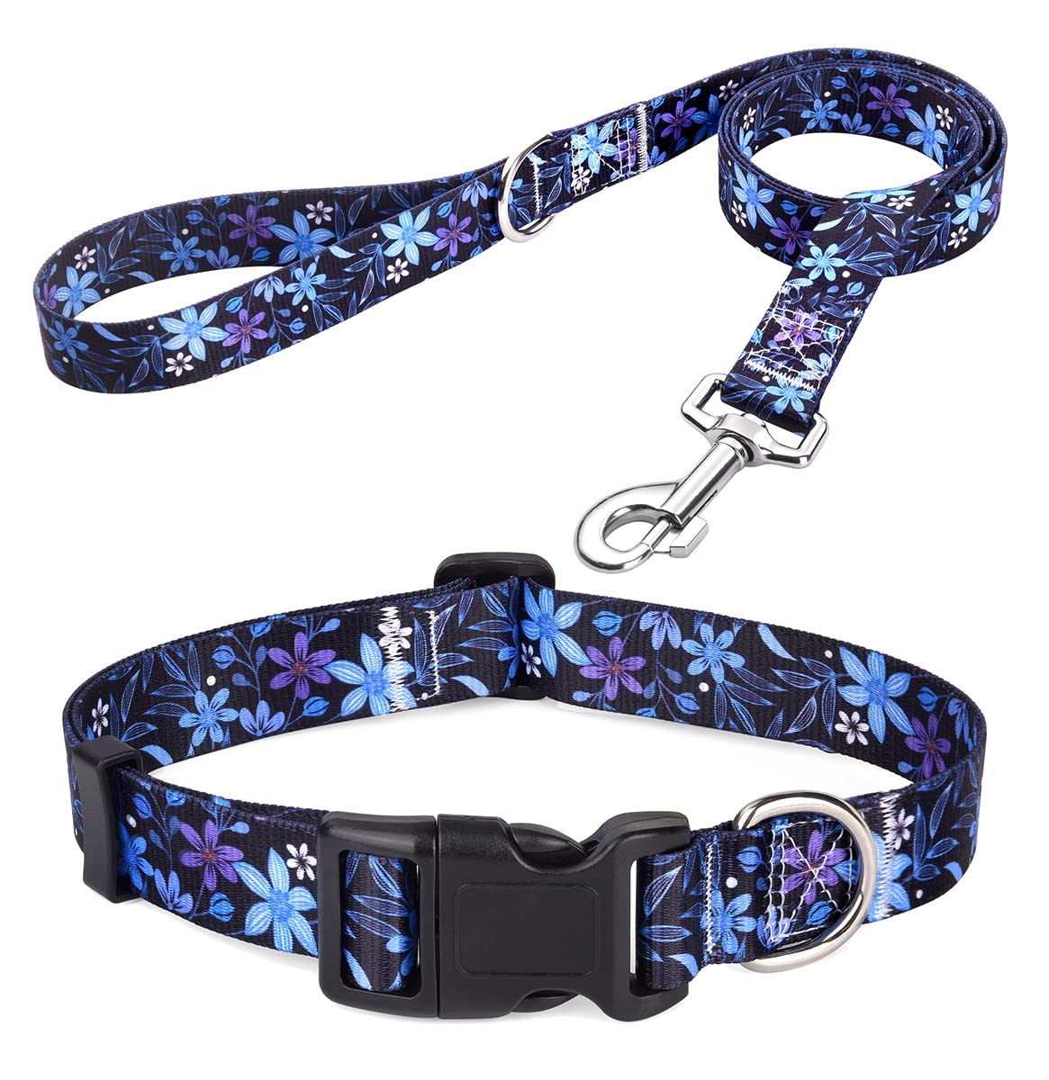 Mihqy collar y correa con diseño floral bohemio, ideal para paseos diarios.