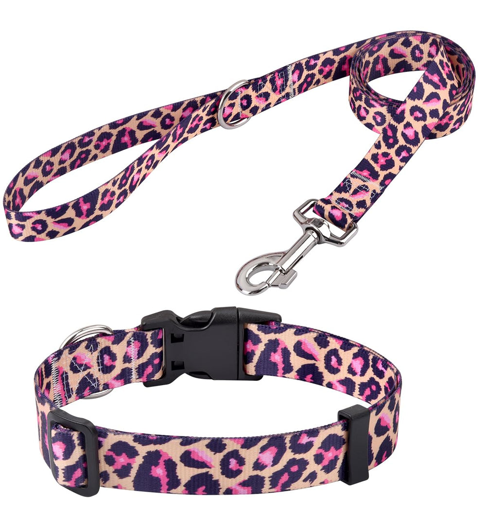 Mihqy collar y correa con patrón bohemio floral, ideal para paseos diarios.