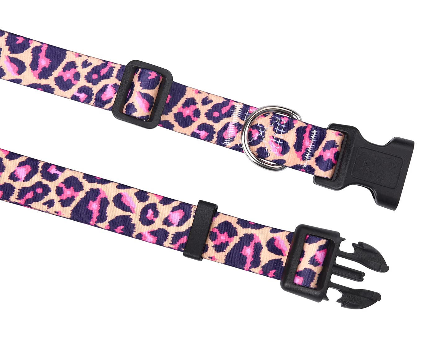 Mihqy collar y correa con patrón floral rosa leopardo, ideal para salidas con estilo.