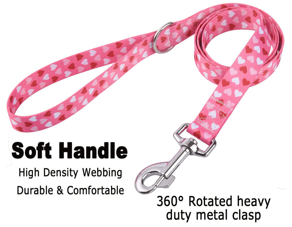 Mihqy correa-perro rosa con diseño corazones, duradera para paseos y entrenamiento