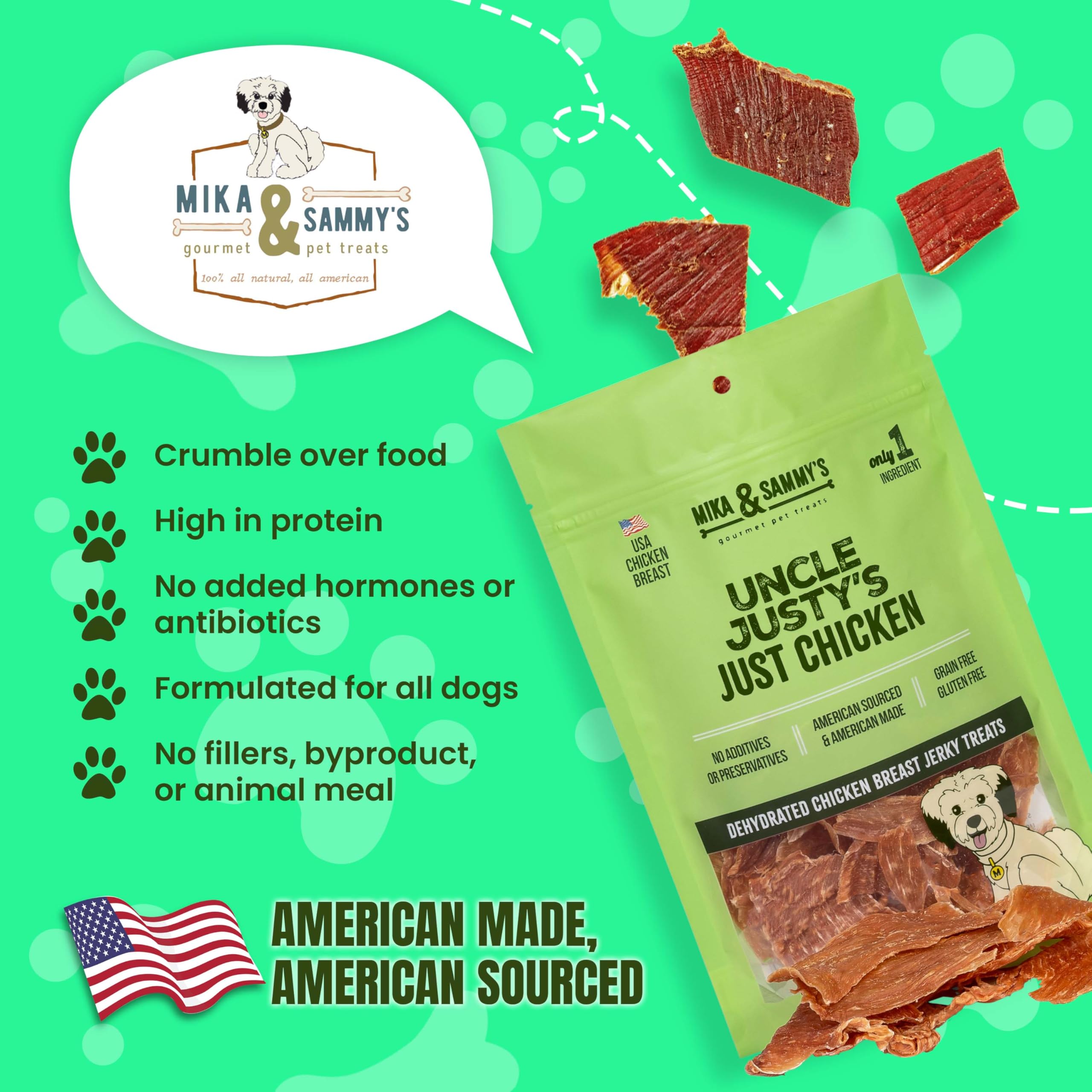Opción orgánica de Mika y Sammy's Jerky para perros conscientes de la alimentación.