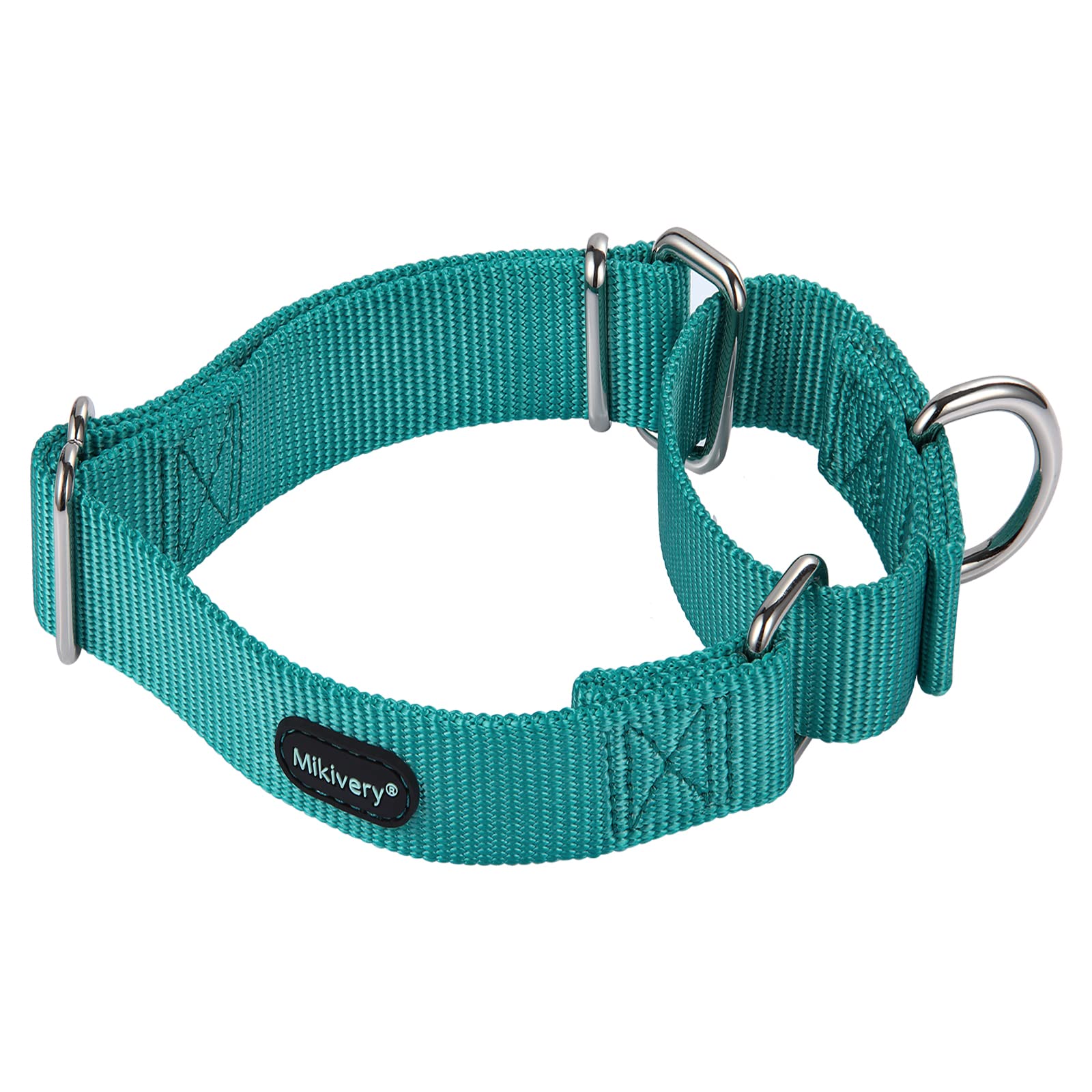 mikivery collar martingale teal ajustable para perros, seguridad en paseos