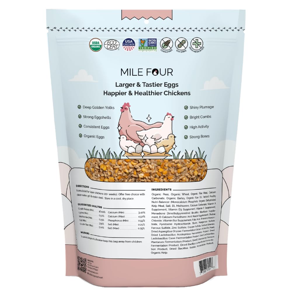 Mile Four alimento orgánico para gallinas en pellet, menor desperdicio