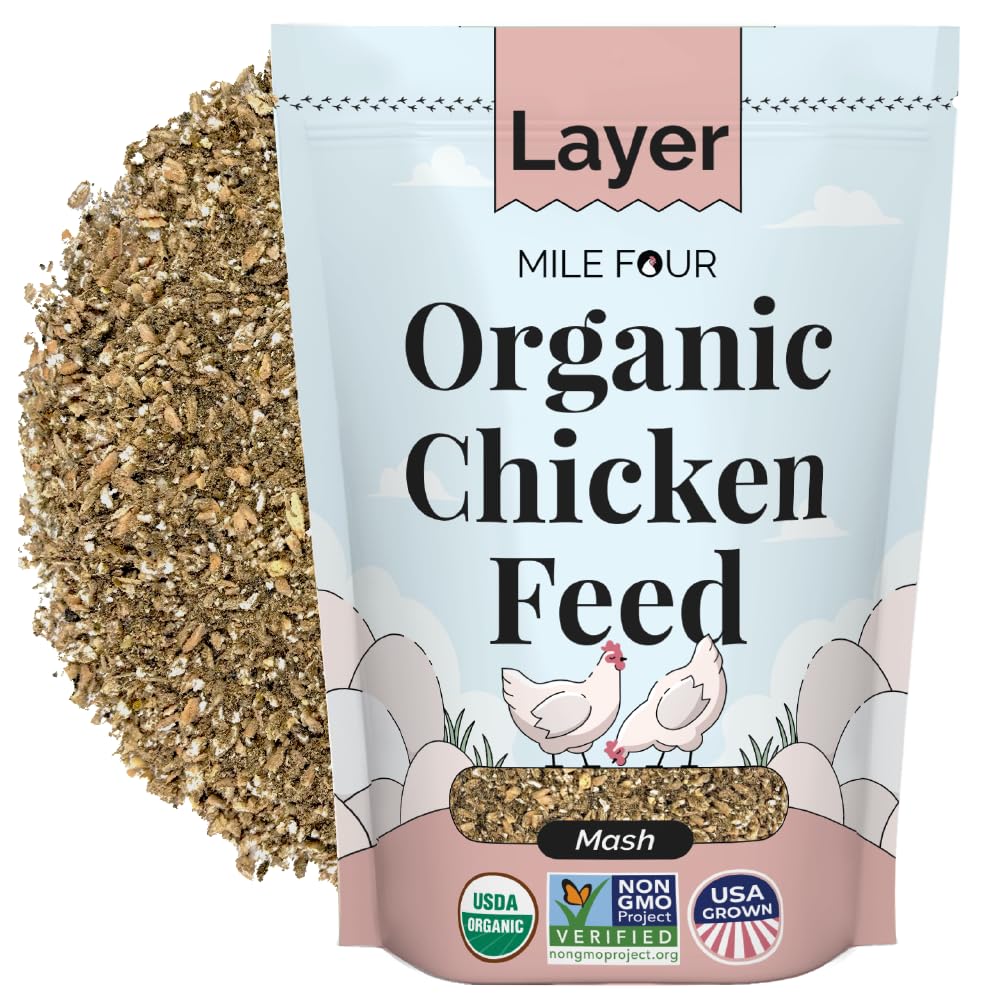 Mile Four Layer Mash en bolsa, alimento orgánico para gallinas sanas y activas.