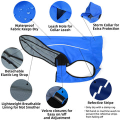 Mile High Life chubasquero para perro azul, ajuste velcro, ofrece ajuste seguro