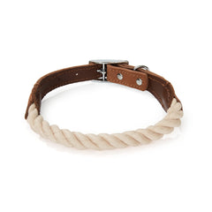 Collar de cuerda trenzada beige para perros grandes y activos de Mile High Life.