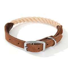 Collar Mile High Life para perro con cuerda trenza y cuero, paseo con estilo