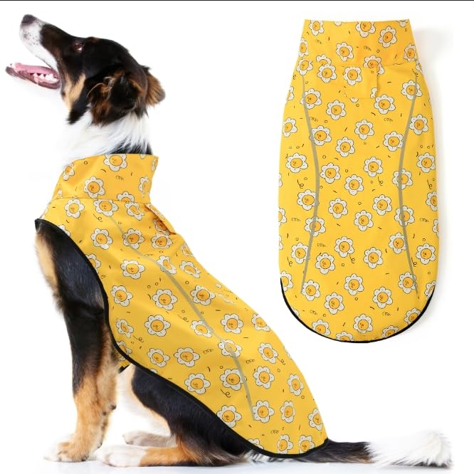 Mile High Life chubasquero para perro amarillo, interior de algodón suave para mayor confort