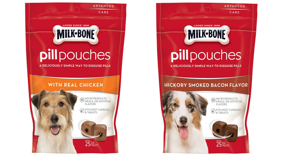 Milk-Bone Pill Pouches con pollo real para ocultar píldoras de forma sabrosa.