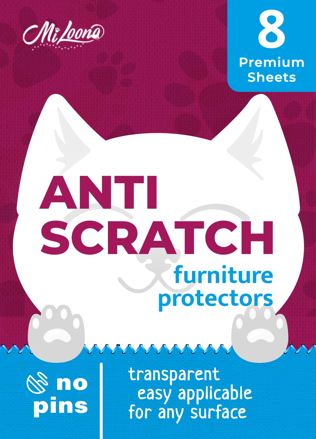 Protector Miloona para mueble antiarañazos en sofá, ideal para gatos activos.
