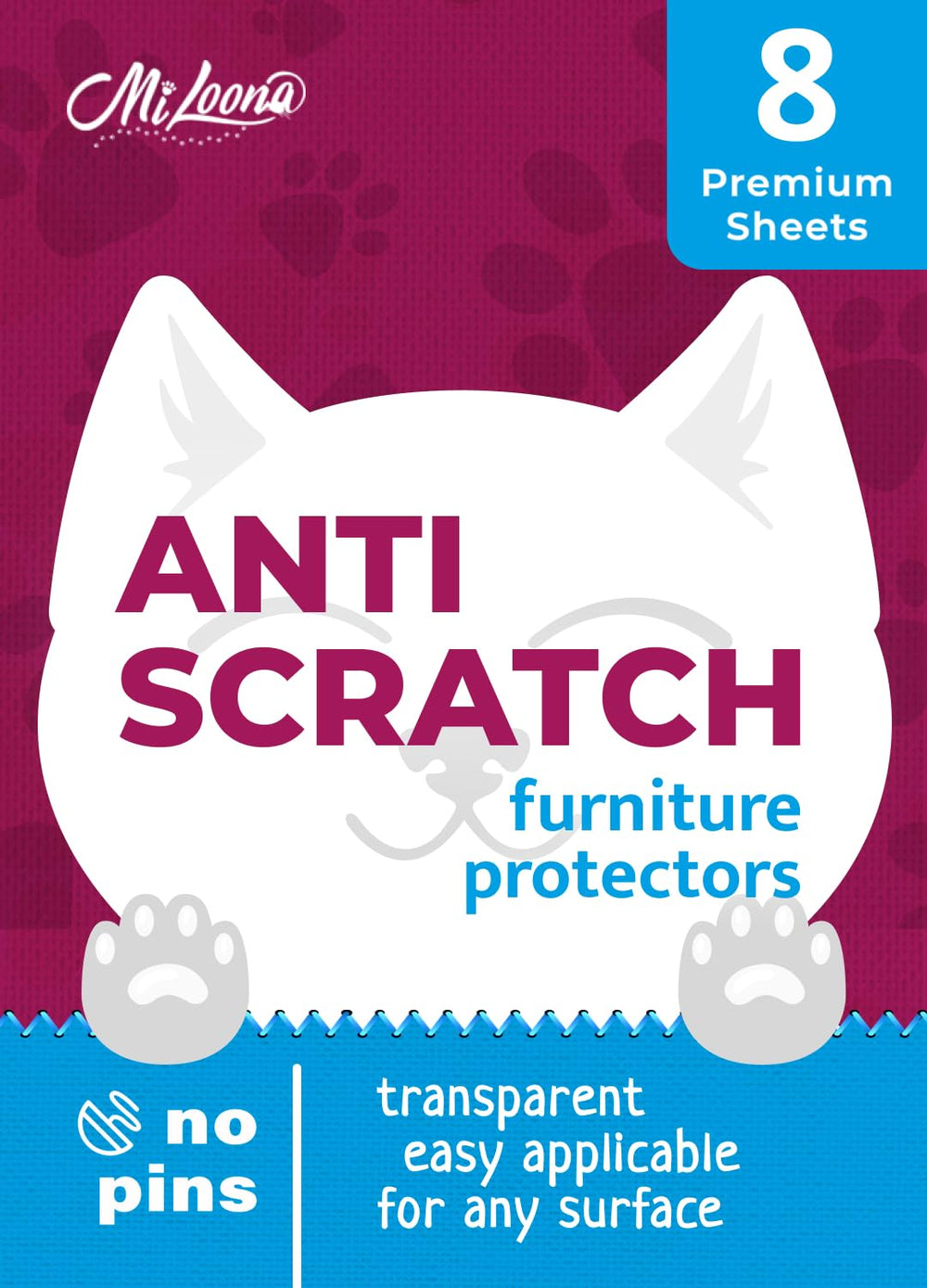 Protector Miloona para mueble antiarañazos en sofá, ideal para gatos activos.