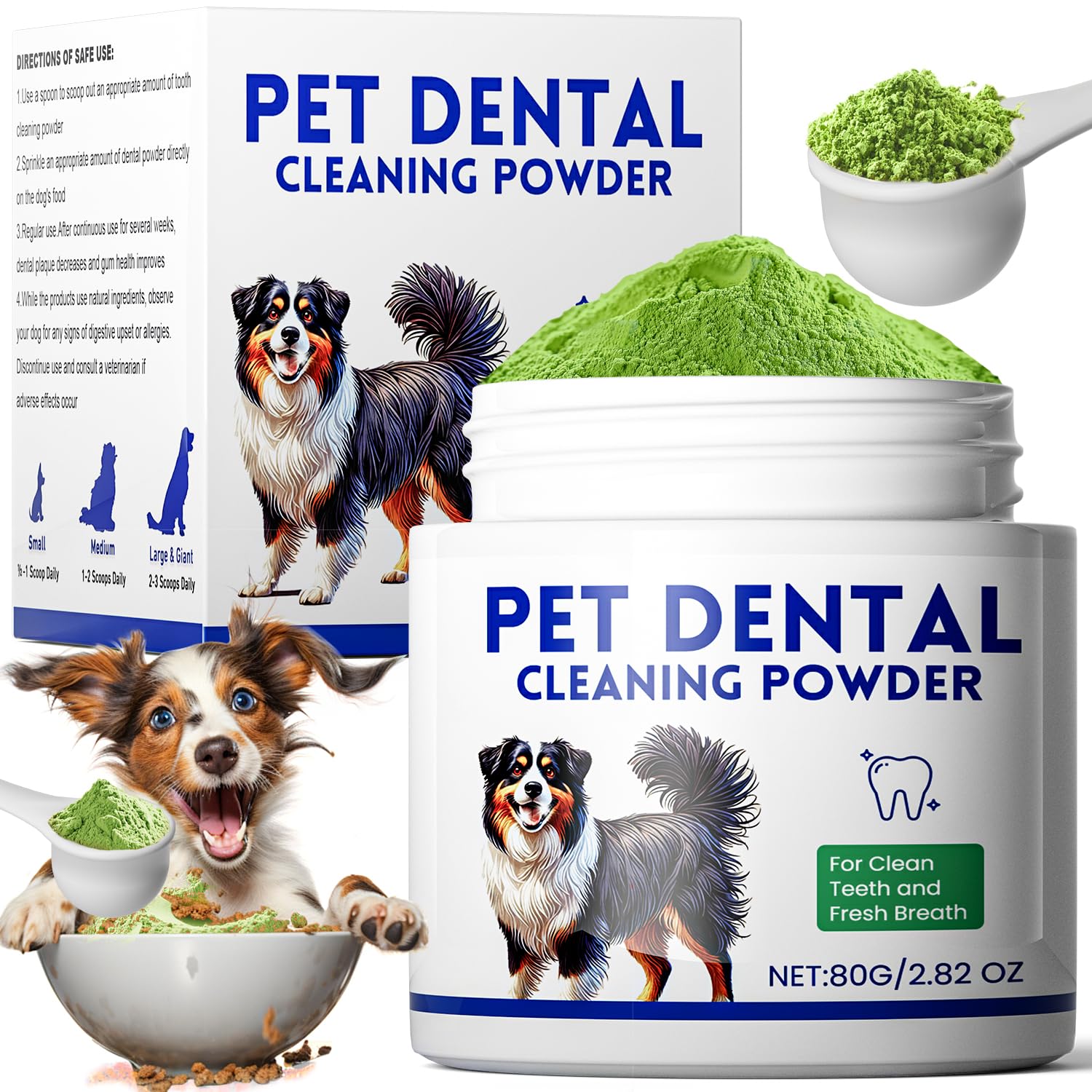 Mimo Style Polvo Dental Perro Frasco: cuidado dental sencillo sin cepillos.