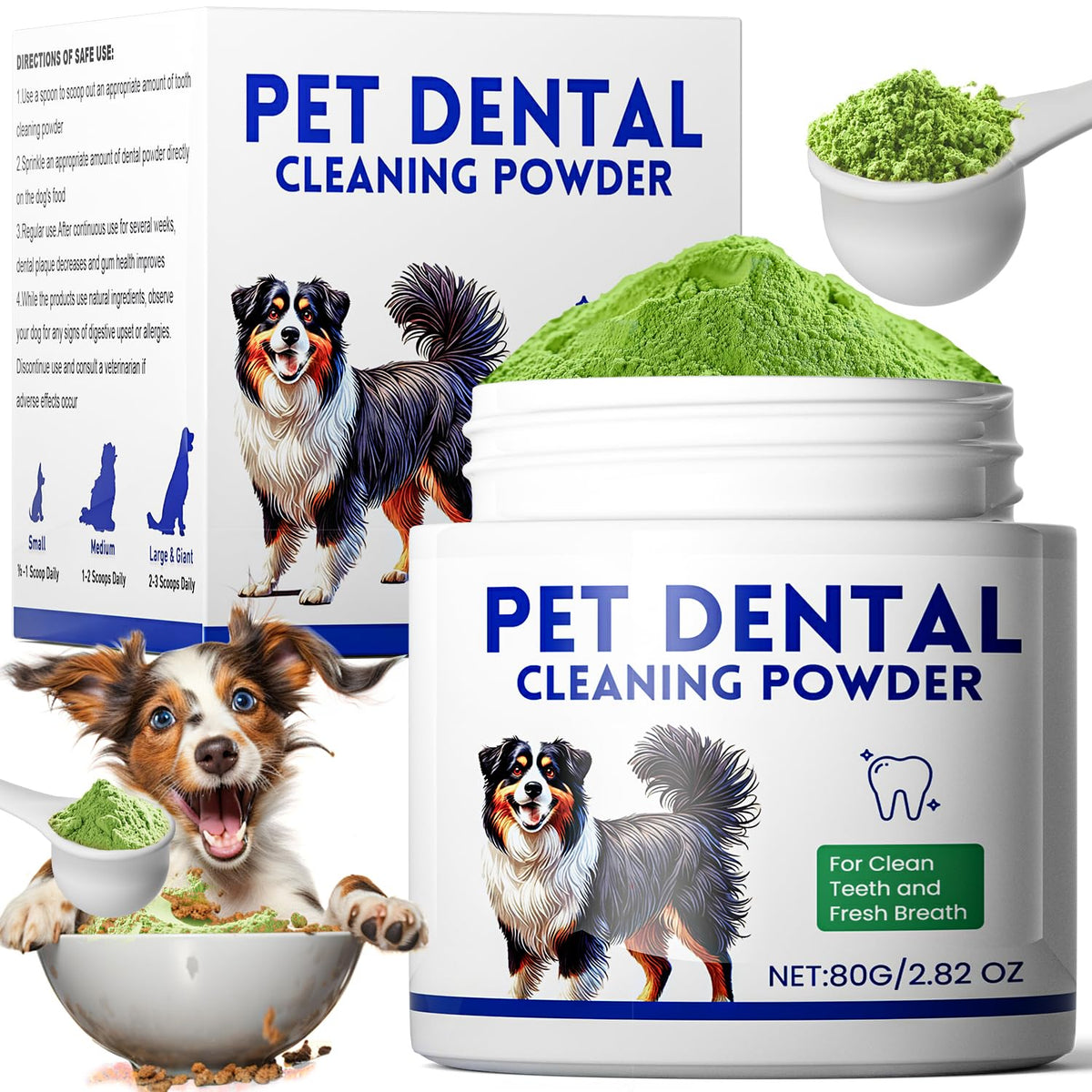 Mimo Style Polvo Dental Perro Frasco: cuidado dental sencillo sin cepillos.