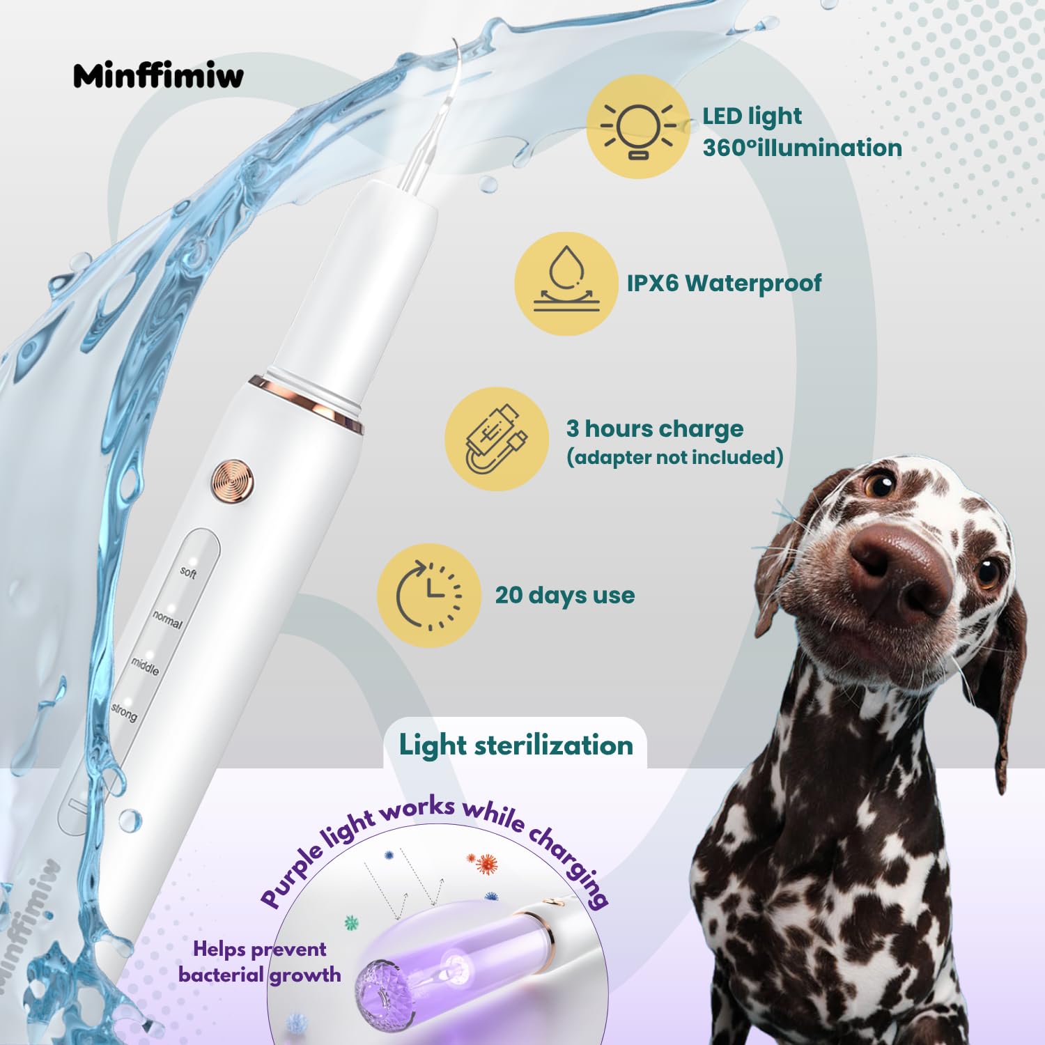 Minffimiw accesorios dentales: cepillo, espejos y pinzas para higiene integral.