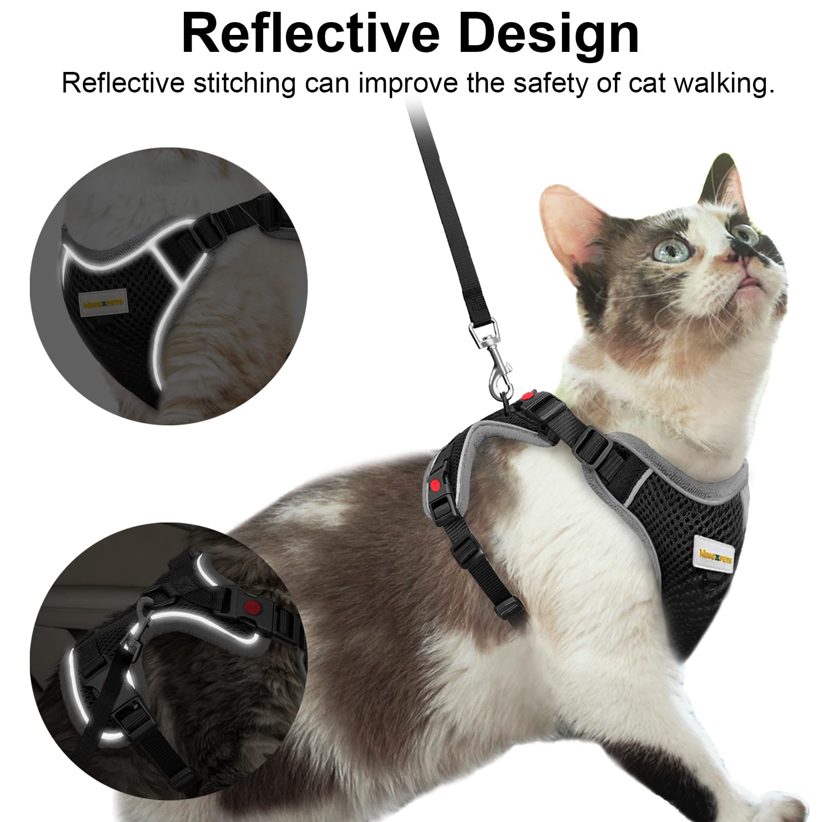 Arnés MingXpets para gato, ajuste en múltiples tallas para mejor ajuste.
