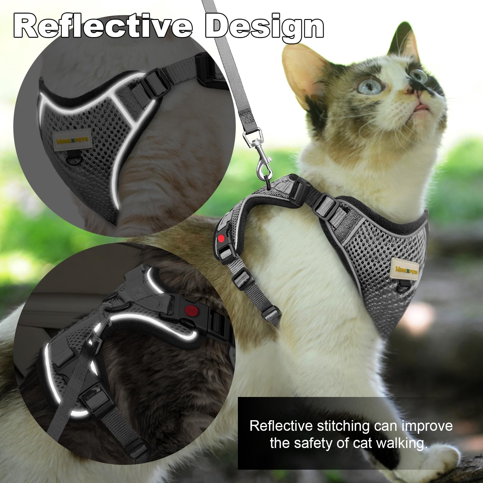 MingXpets arnés-gato-ajuste-tallas: ajuste cómodo para todas las tallas.