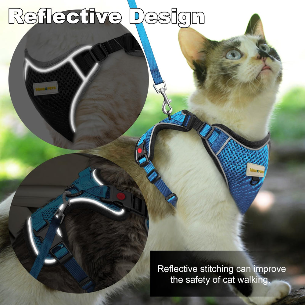 MingXpets arnés gato malla aire azul para mayor comodidad.