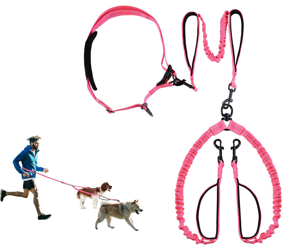 MingXpets correa doble sin manos para paseo y correr con libertad