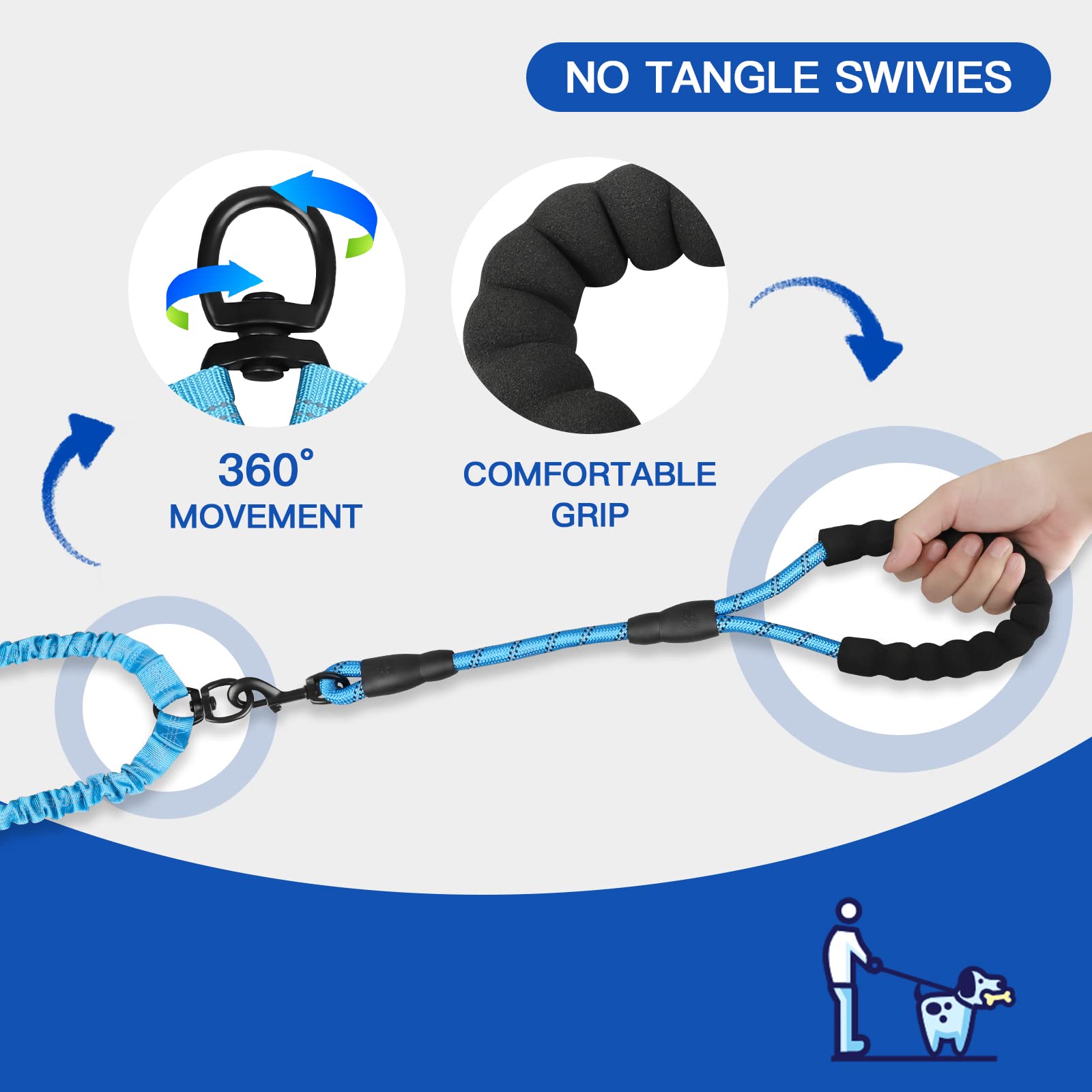 MingXpets cuerda elástica absorbe impactos y permite libertad de movimiento a tu perro