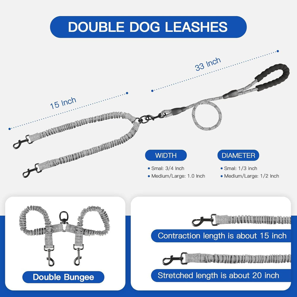 MingXpets diseño antienredo evita nudos entre dos perros.
