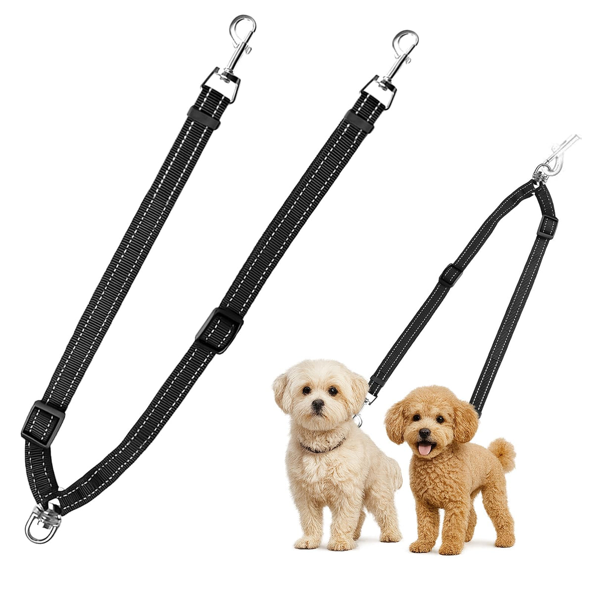 MingXpets Doble Correa para Dos Perros con giro 360° para paseos