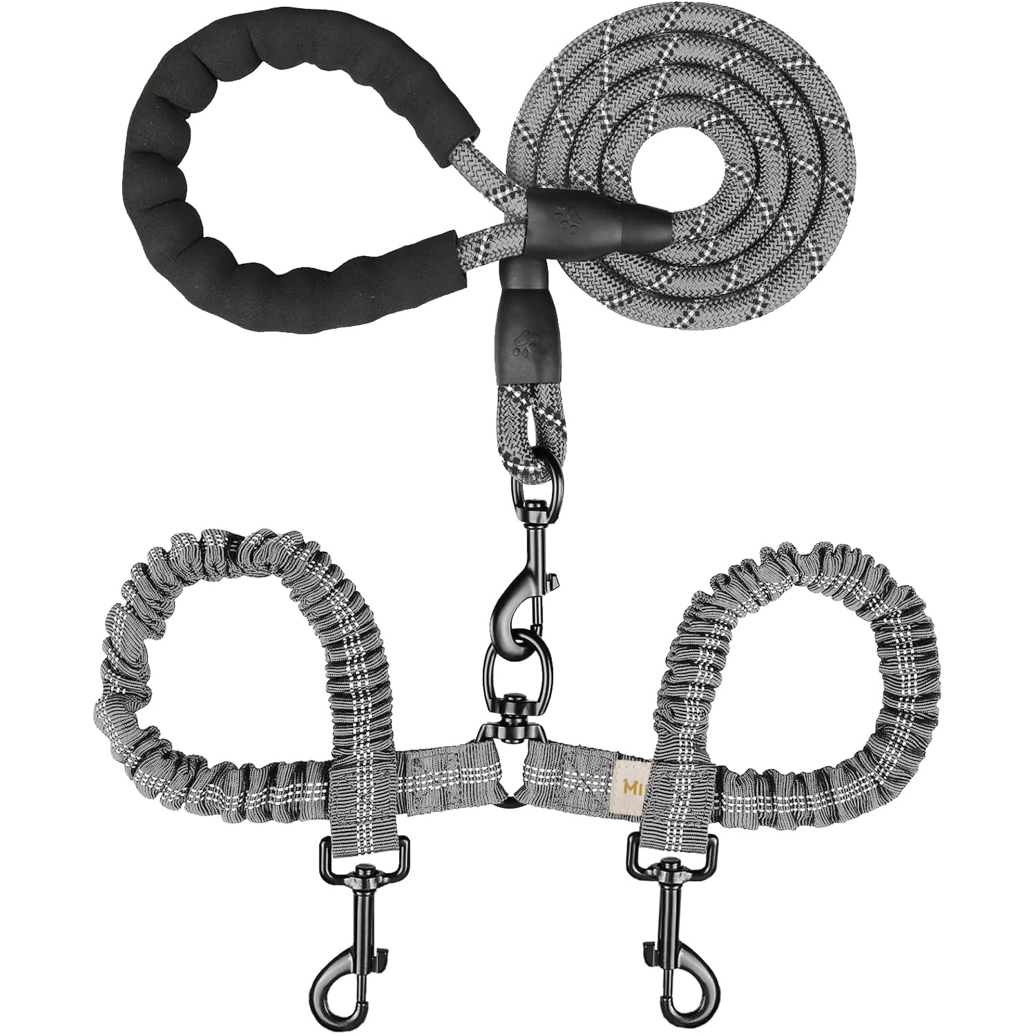 MingXpets doble correa para dos perros con giro de 360° para paseos sin enredos.