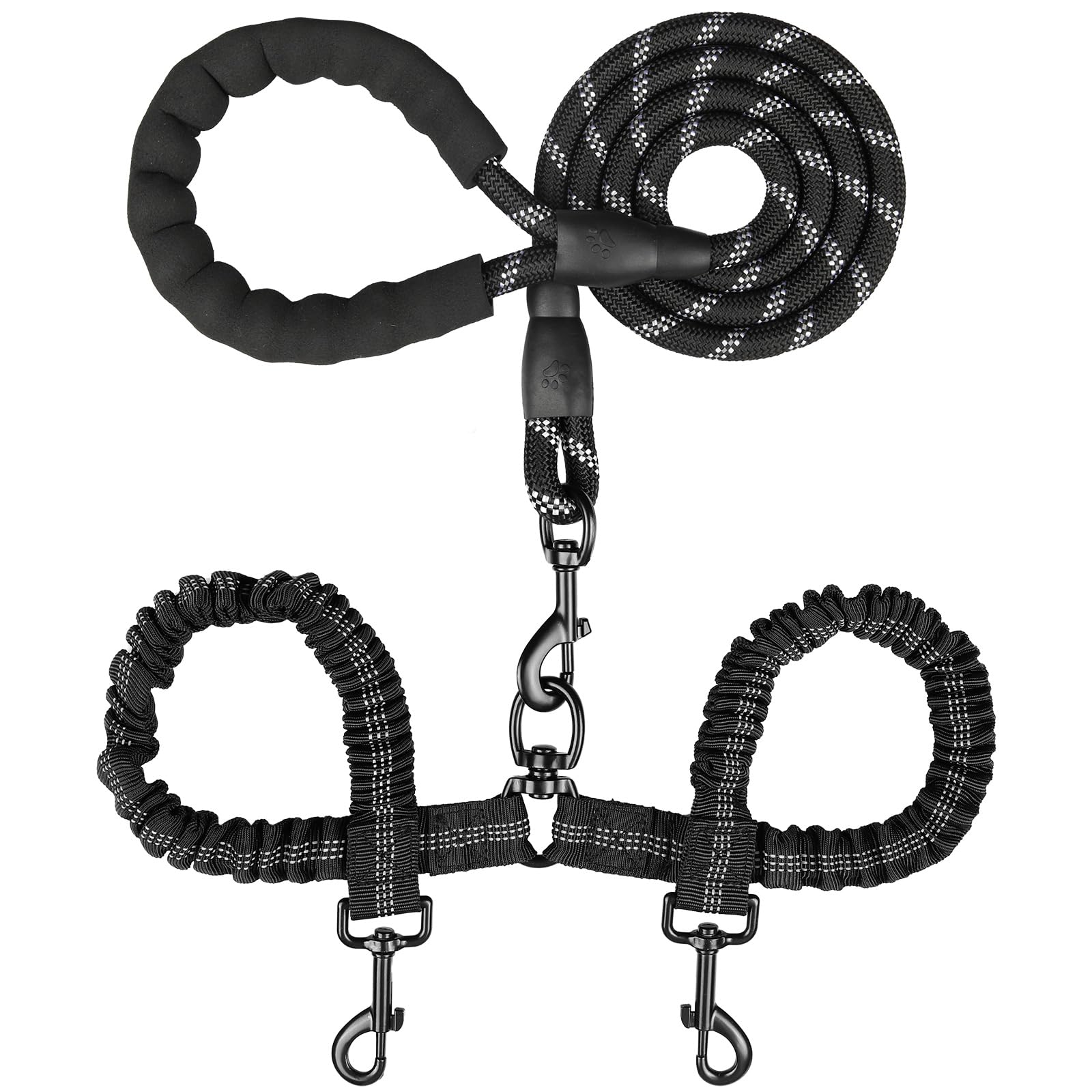 MingXpets doble correa para dos perros con giro de 360° para paseos fluidos.