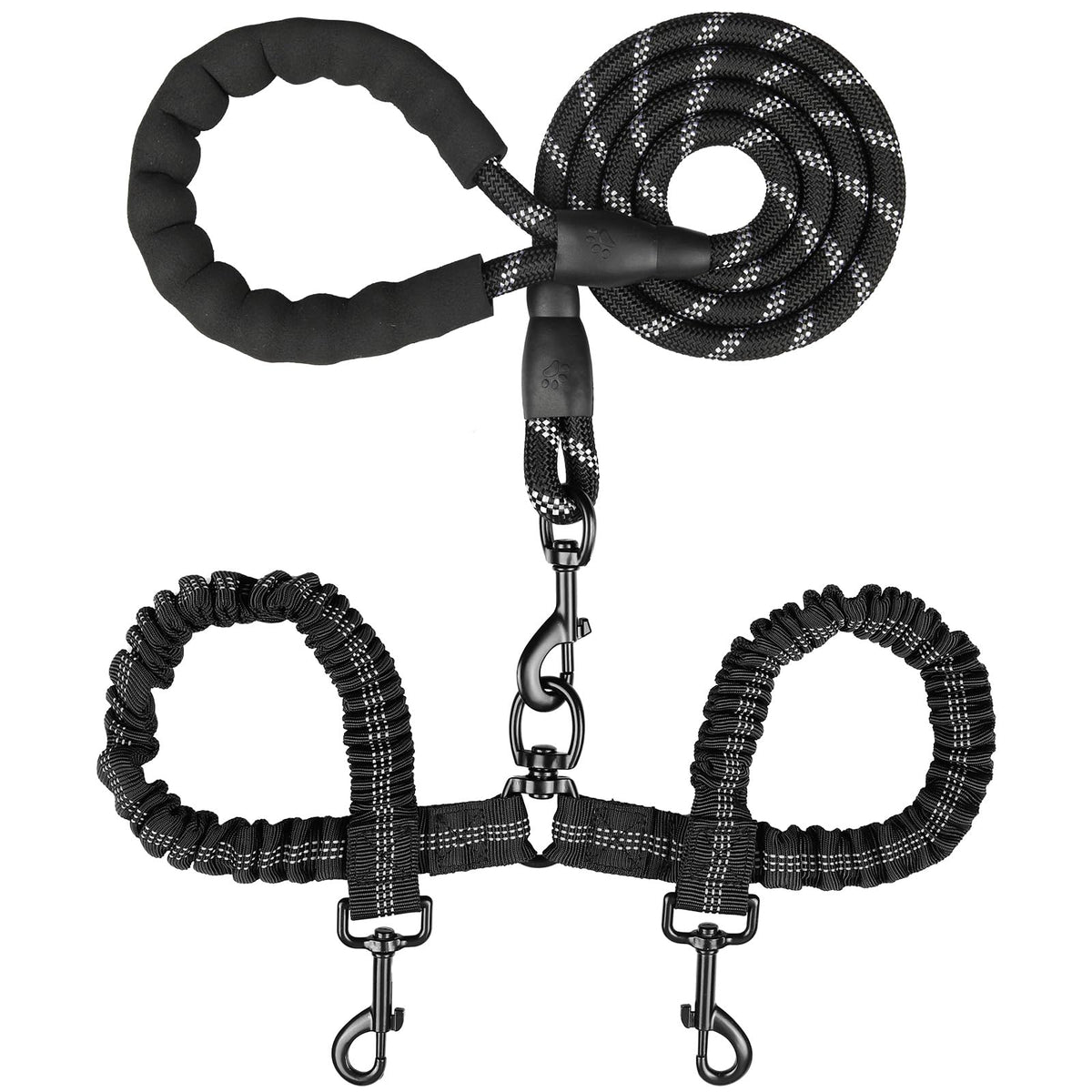 MingXpets doble correa para dos perros con giro de 360° para paseos fluidos.