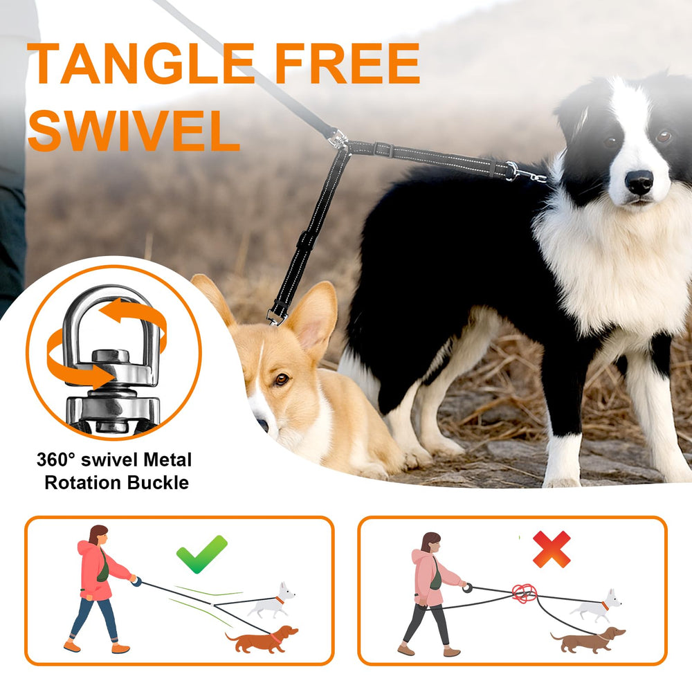 MingXpets Correa para Dos Perros con costuras reflectantes para caminatas