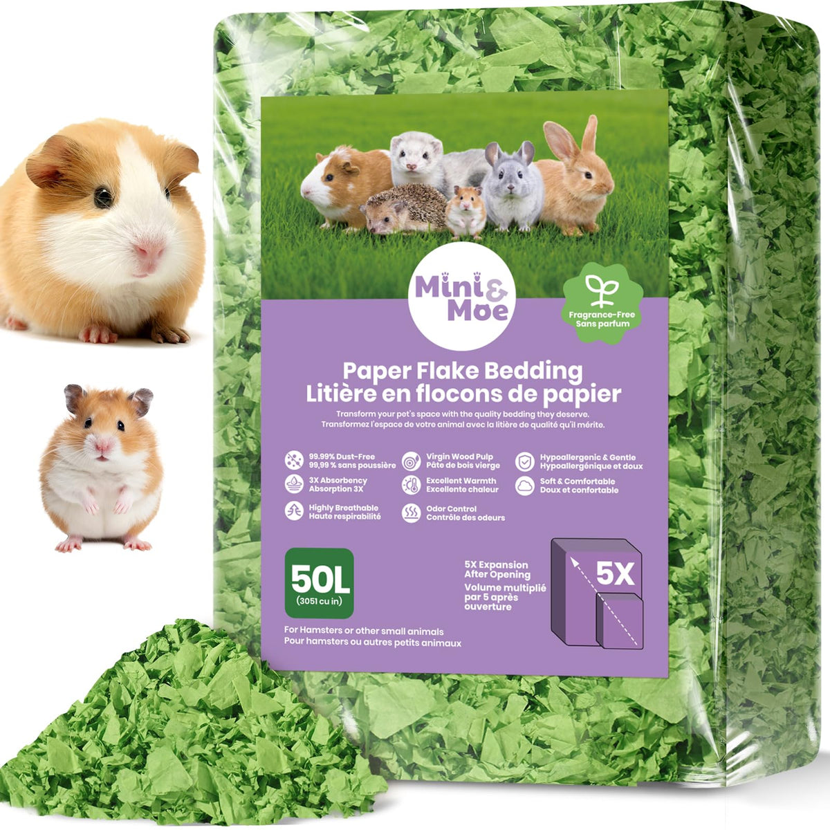 mini-moe cama para mascotas 50l sin polvo para un aire limpio