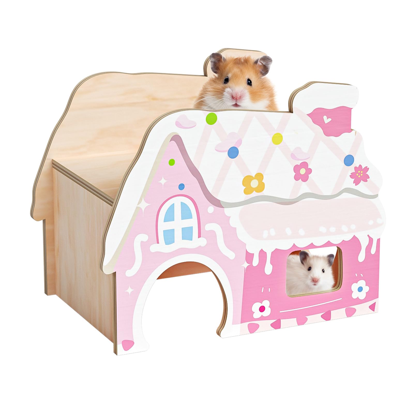 Mini&moe Escondite para hámster: casita de madera segura para descanso y juego.
