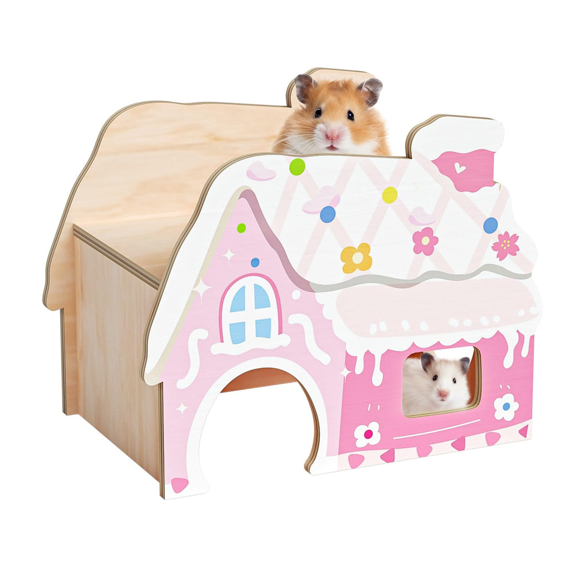 Mini&moe Escondite para hámster: casita de madera segura para descanso y juego.