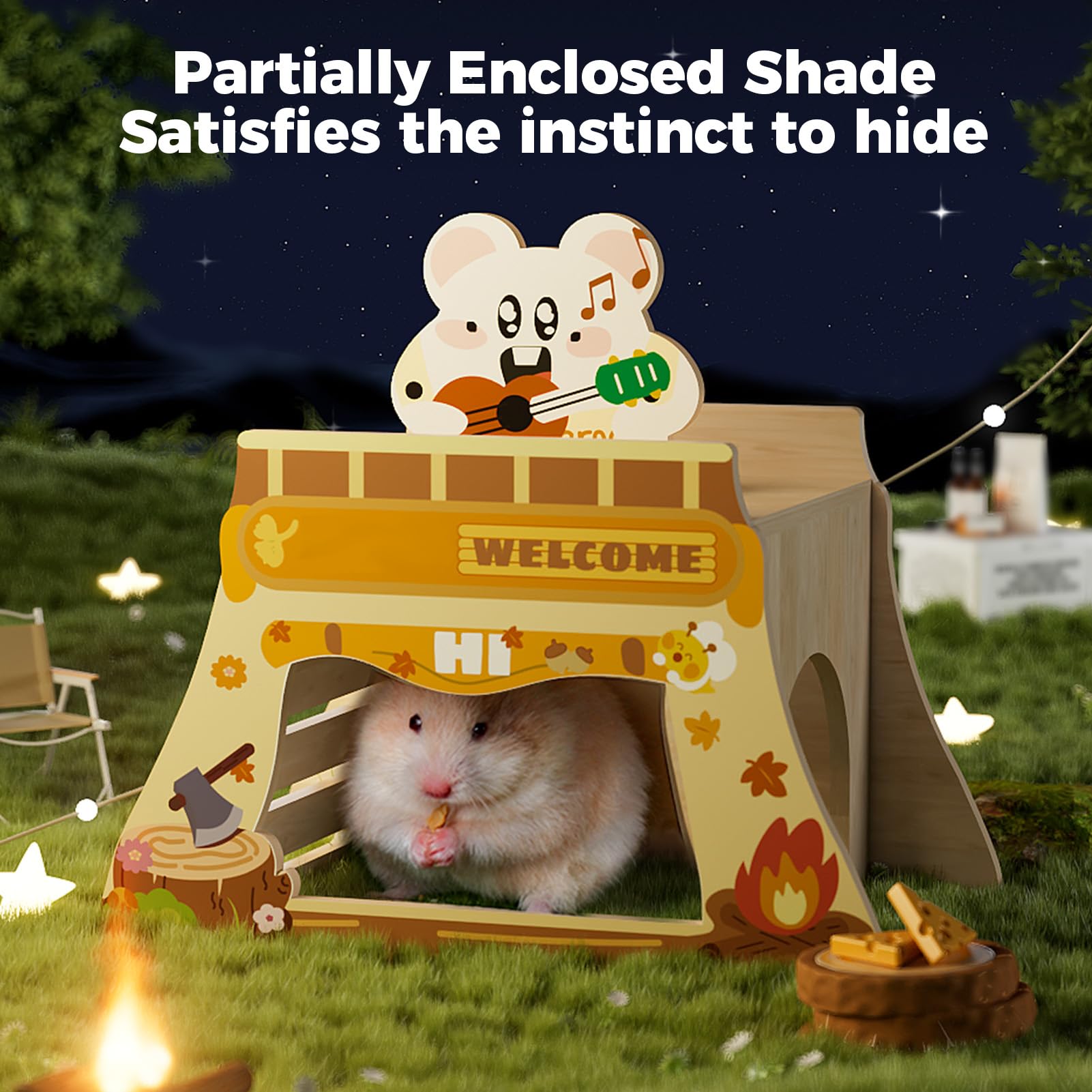 mini&moe Hamster Hideout diseno de madera lisa para masticar de forma segura