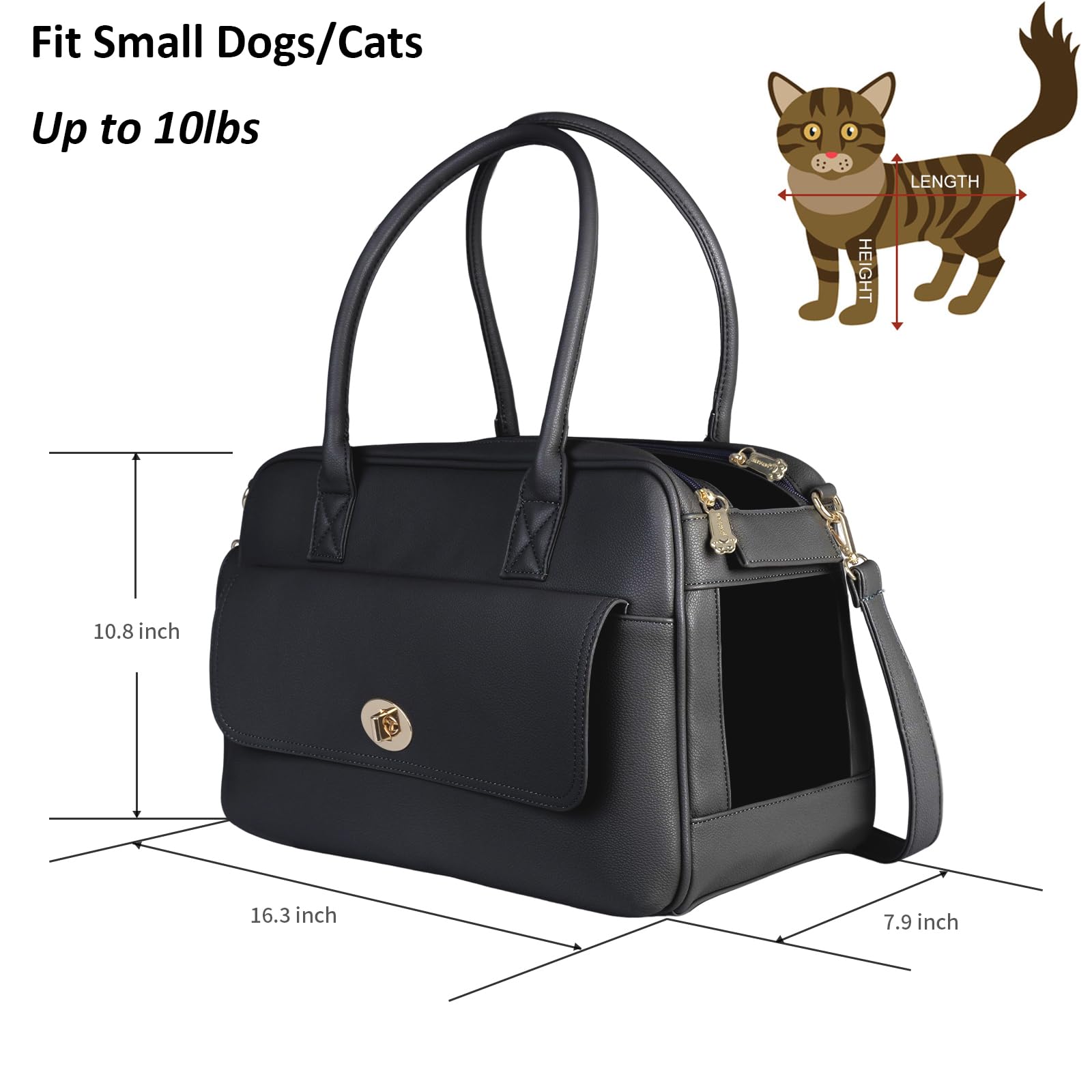 Bolso portador de Minsong visto de perfil, transporte cómodo para mascotas pequeñas.
