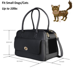 Bolso portador de Minsong visto de perfil, transporte cómodo para mascotas pequeñas.