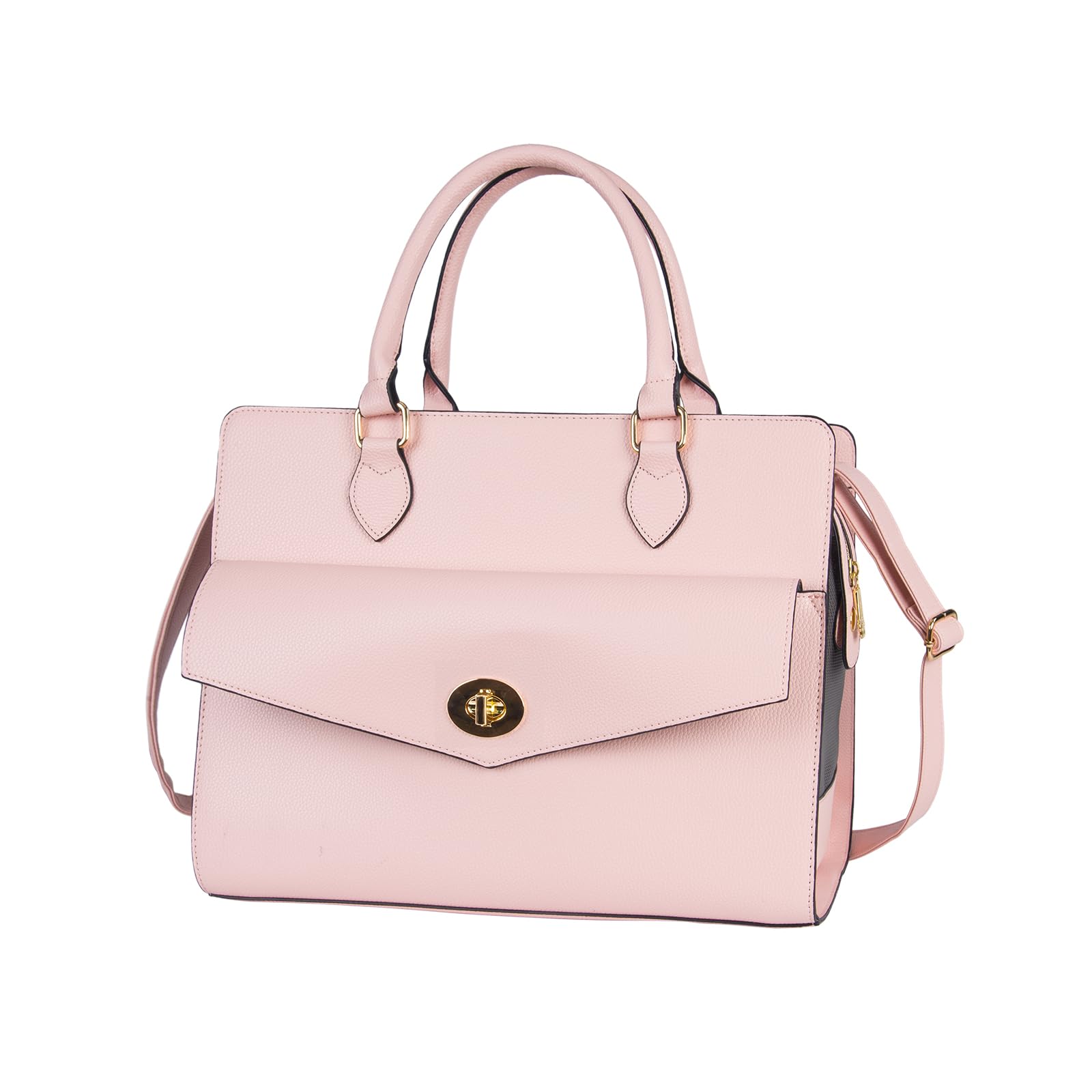Minsong bolso transportín de cuero rosa, exterior elegante para mascotas.