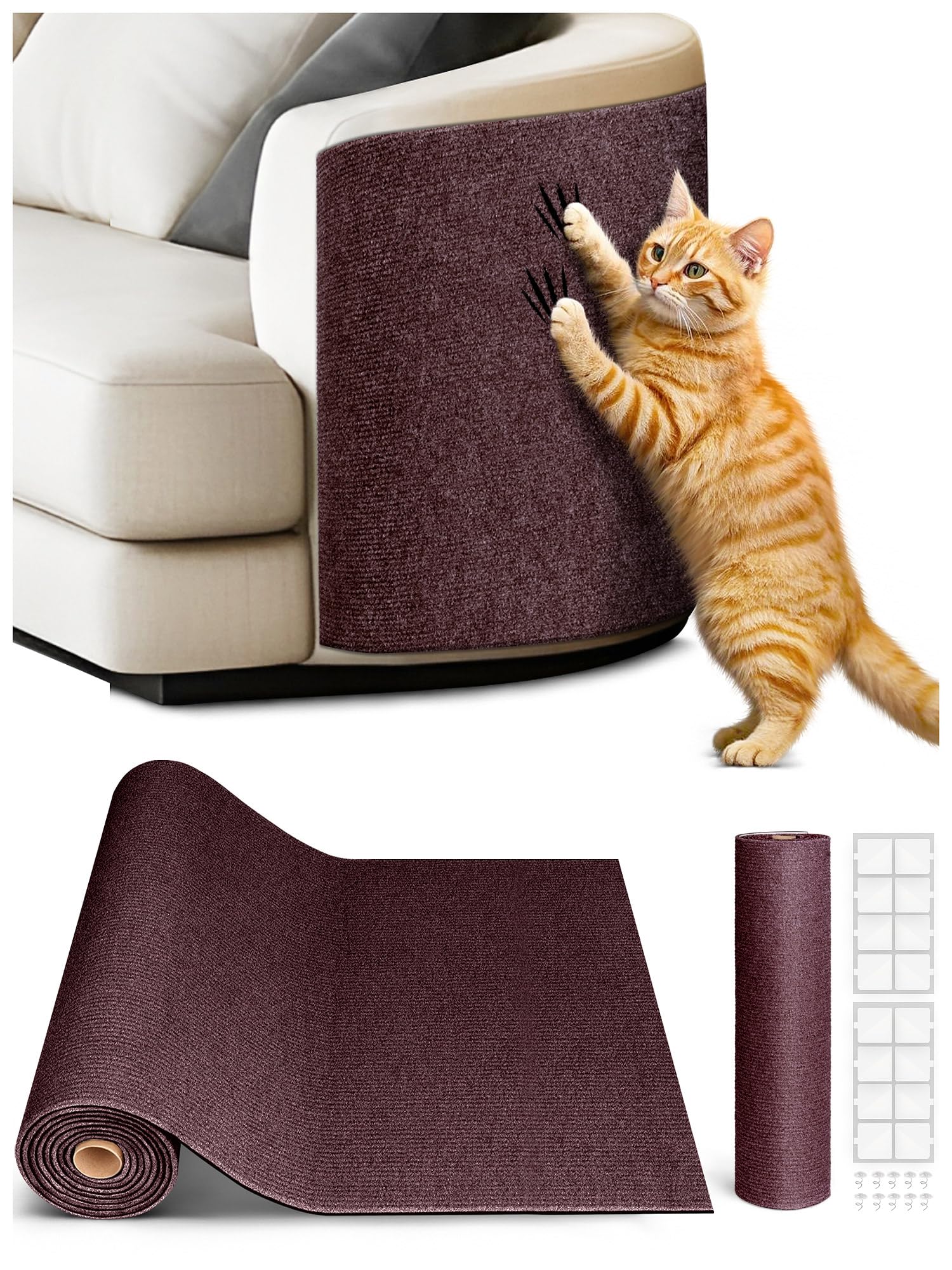 Minyii alfombra rasca-gato 39,4 x 15,8 pulgadas marrón protege muebles y ofrece espacio de juego